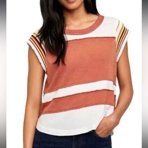 Free People We The Free hint of stripe t-shirt Top 47361